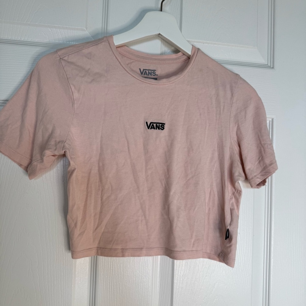 VANS Womens Crop T-Shirt Top XS Pink Cotton